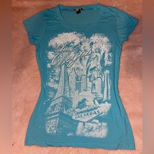 Las Vegas blue Rosio rhinestone shirt
